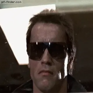 An animation of Terminator saying "I'll be back"
