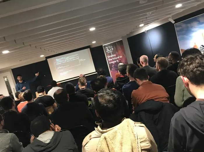 Luciano Mammino speaking at GCS Connect Serverless Dublin Meetup