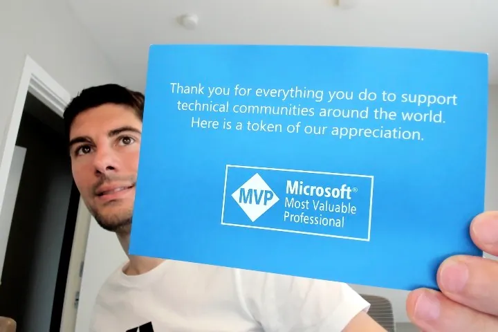 Luciano Mammino receives a postcard from Microsoft confirming he is an MVP for developer technologies