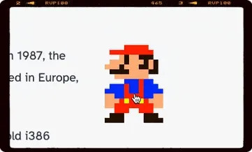An animation of a clickable Super Mario that says Mario things such as "Okey Dokey" every time you click it