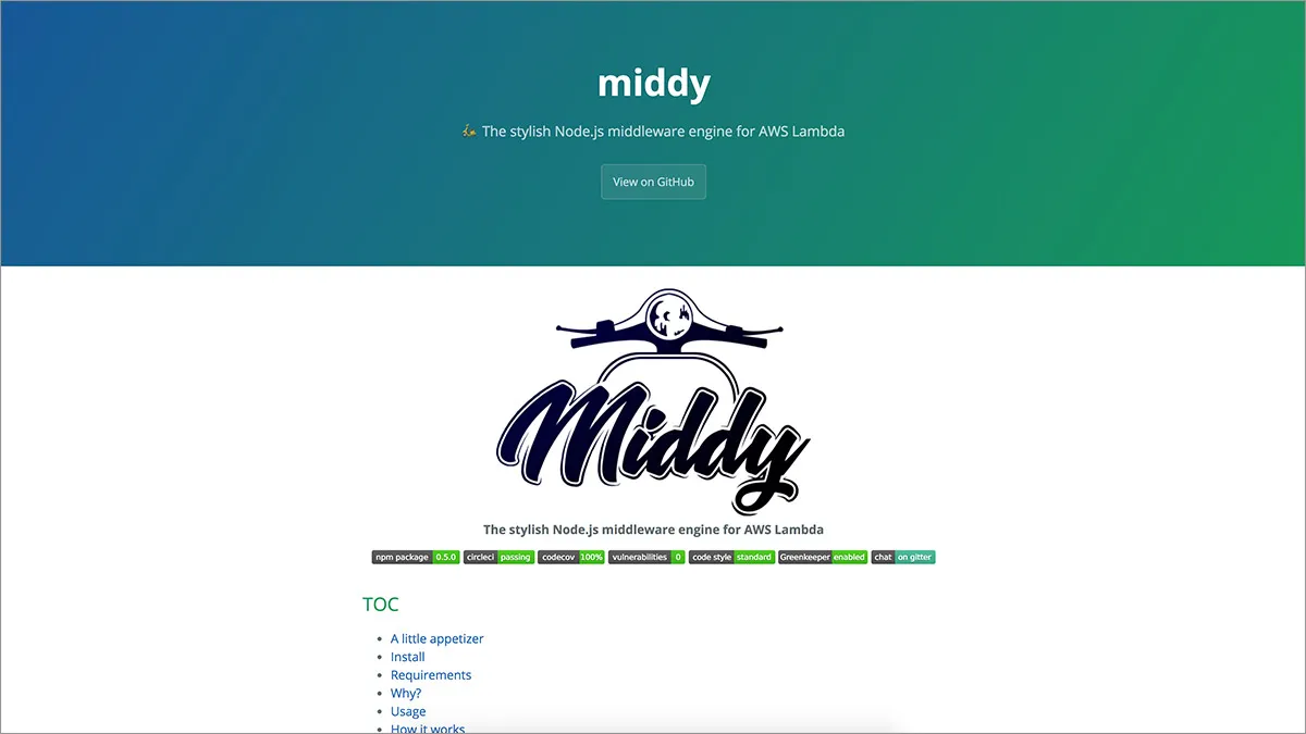 Middy website preview