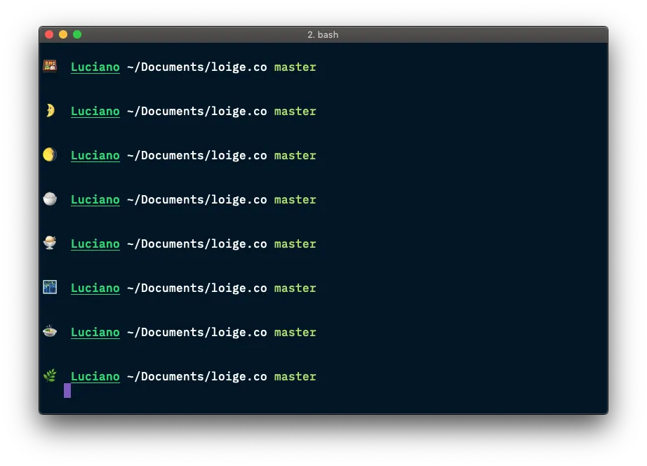 My terminal prompt with random emojis
