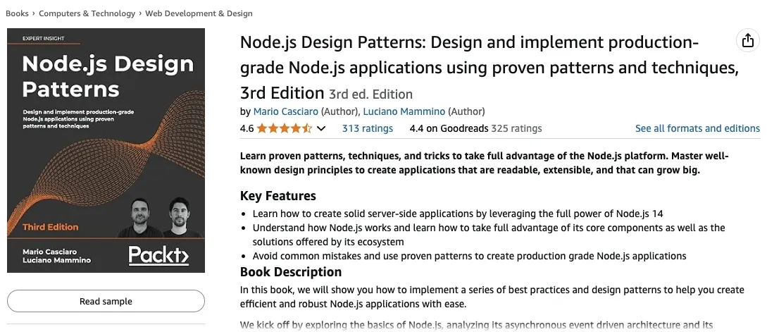 Node.js Design Patterns Third Edition on Amazon