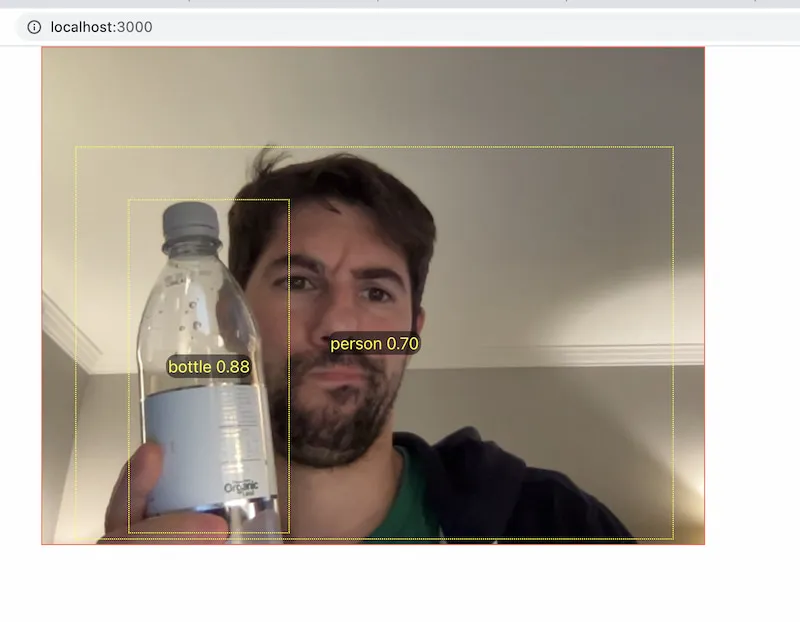 A screenshot of my crappy object detection app built using tensorflow.js